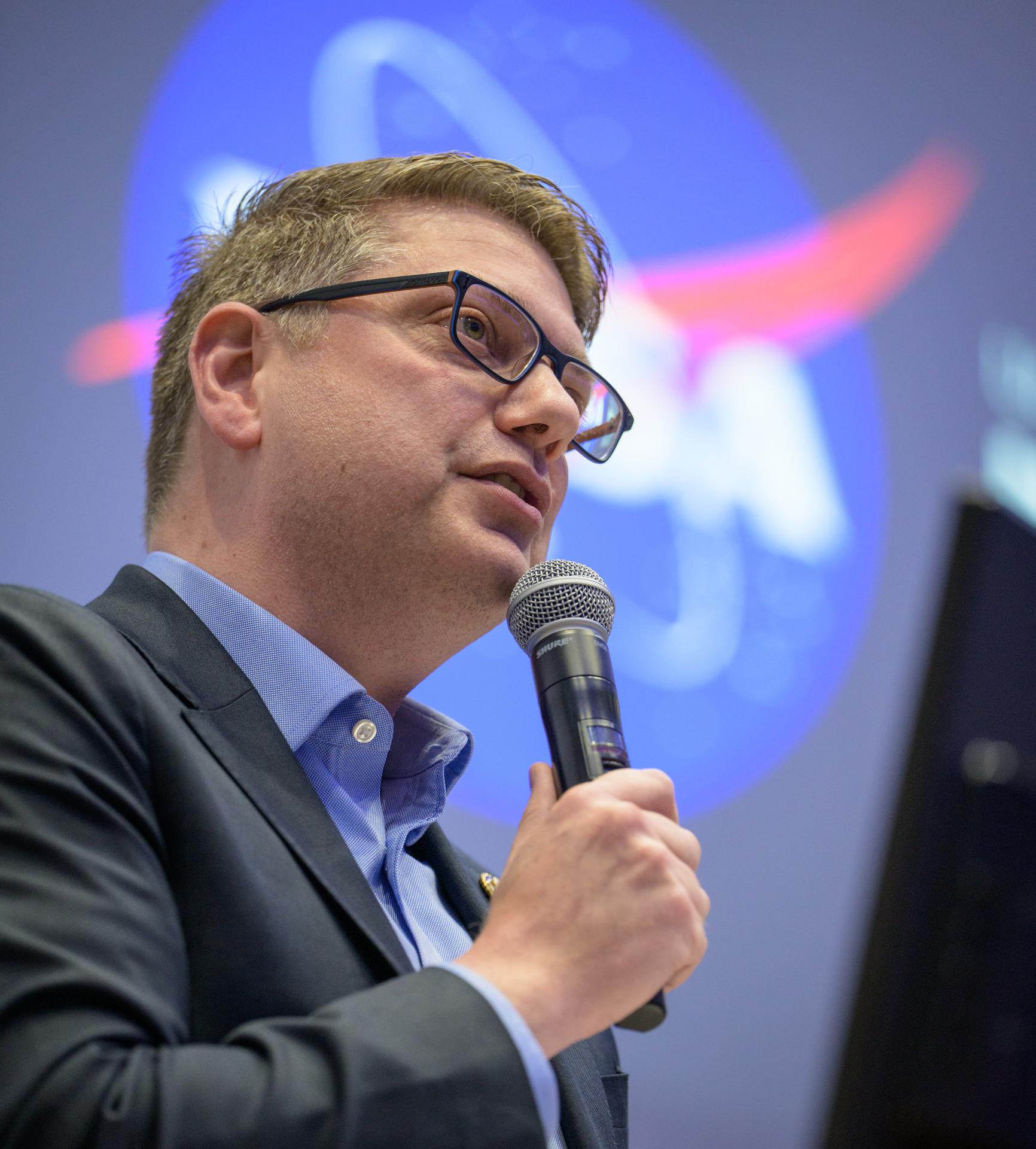Rep. Nick Begich, R-Alaska, gives remarks ahead of NASA Administrator Jared Isaacman during a NASA Town Hall, Monday, Oct. 5, 2026, at the University of Alaska Fairbanks, in Fairbanks, Alaska. NASA’s visit to Alaska is part of the agency's Inspiration Tour, aimed at strengthening connections between NASA and its partners and showcasing innovation in air and space in the lead up to the MAX POWER aerospace technology expo and airshow at the agency's Kennedy Space Center in early November. Photo Credit: (NASA/Bill Ingalls)