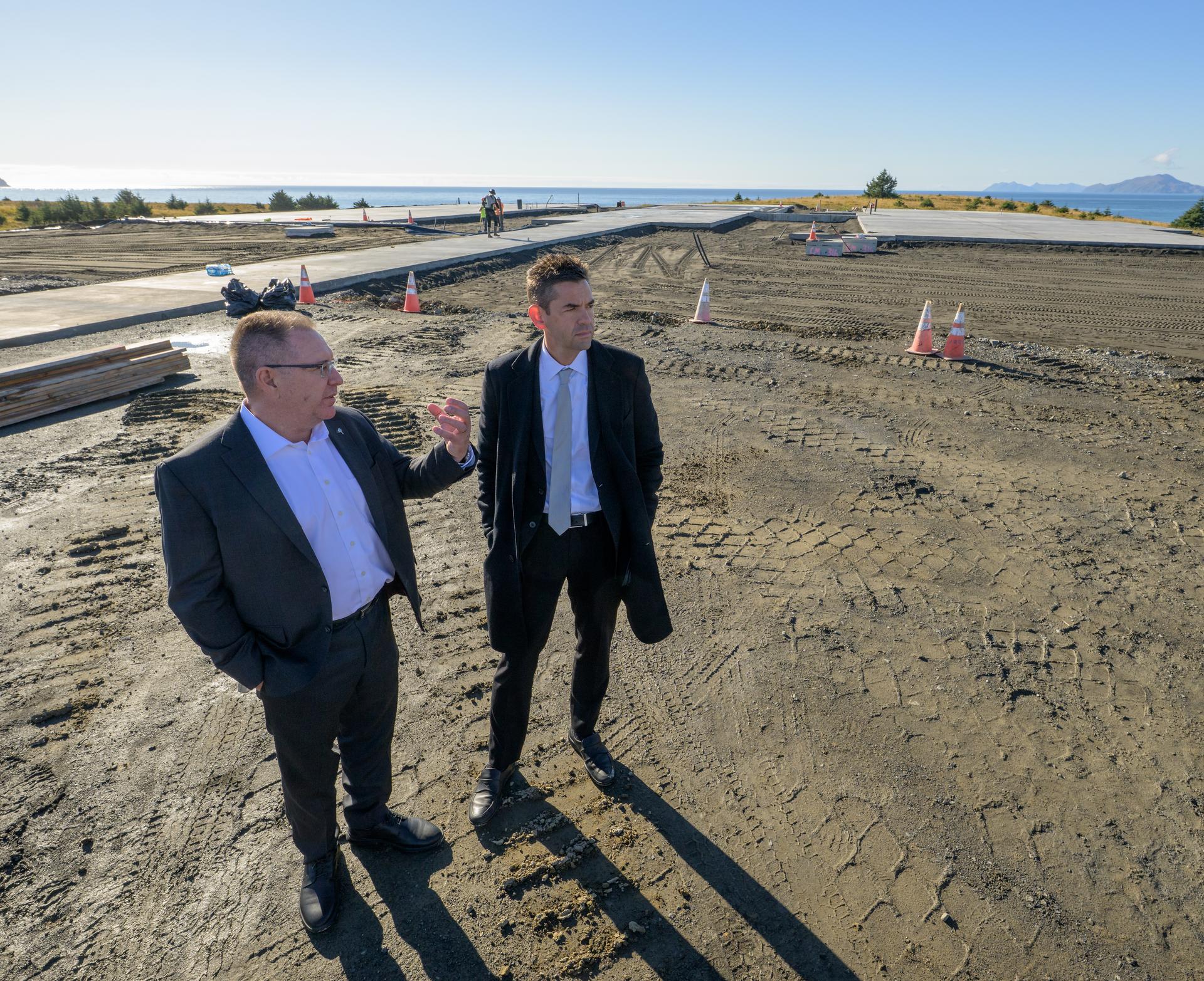NASA Administrator Jared Isaacman, right, listens to John Oberst, Alaska Aerospace Corporation President & CEO, as they tour a new launch pad being built at the Pacific Spaceport Complex-Alaska, Tuesday, Oct. 6, 2026, in Kodiak, Alaska. NASA’s visit to Alaska is part of the agency's Inspiration Tour, aimed at strengthening connections between NASA and its partners and showcasing innovation in air and space in the lead up to the MAX POWER aerospace technology expo and airshow at the agency's Kennedy Space Center in early November. Photo Credit: (NASA/Bill Ingalls)