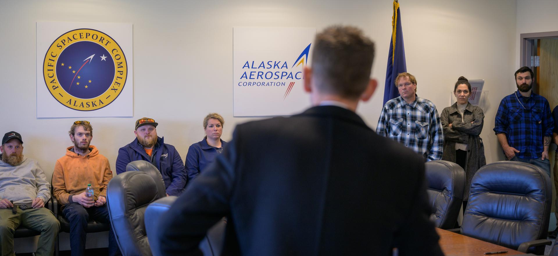NASA Administrator Jared Isaacman, meets with Alaska Aerospace employees at the Pacific Spaceport Complex-Alaska, Tuesday, Oct. 6, 2026, in Kodiak, Alaska. NASA’s visit to Alaska is part of the agency's Inspiration Tour, aimed at strengthening connections between NASA and its partners and showcasing innovation in air and space in the lead up to the MAX POWER aerospace technology expo and airshow at the agency's Kennedy Space Center in early November. Photo Credit: (NASA/Bill Ingalls)