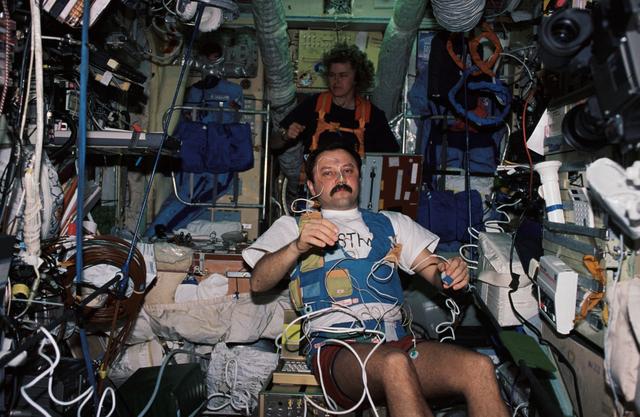 NASA image: Mir 21 flight engineer and Astronaut Lucid on Base Block