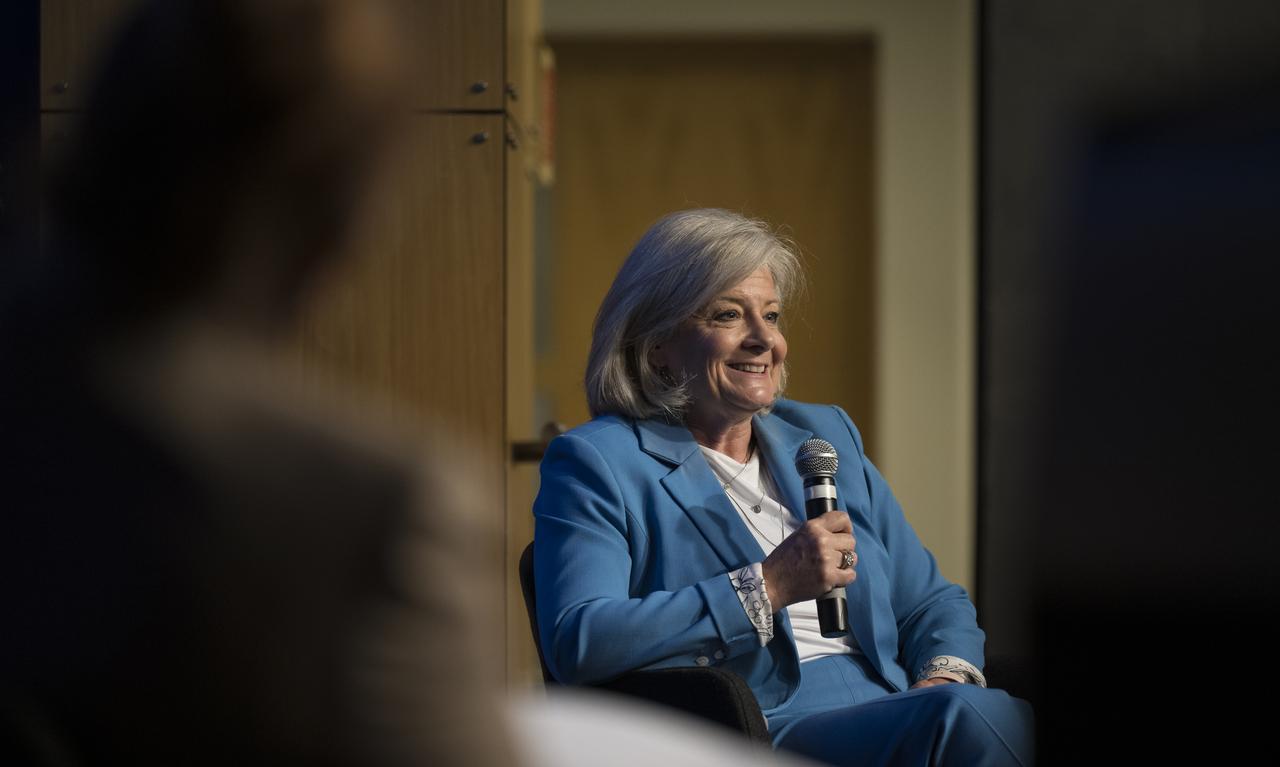 Director of Marshall Space Flight Center, Jody Singer,  speaks on a panel with NASA's three other female center directors: Dr. Marla Peréz-Davis of Glenn Research Center, Vanessa Wyche of Johnson Space Center, and Janet Petro of Kennedy Space Center during the "DirectHERS" - Launching Through the Glass Ceiling event, Tuesday, June 7, 2022, at the Mary W. Jackson NASA Headquarters Building in Washington. Photo Credit: (NASA/Aubrey Gemignani)