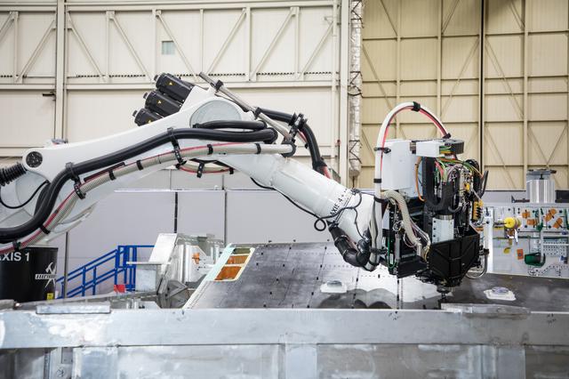 NASA image: SEG 410 Main Wing, COBRA Drillng Machine, Drilling Lower Wing Sk