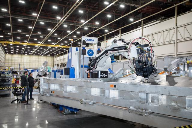 NASA image: SEG 410 Main Wing, COBRA Drillng Machine, Drilling Lower Wing Sk