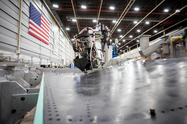 NASA image: SEG 410 Main Wing, COBRA Drillng Machine, Drilling Lower Wing Sk