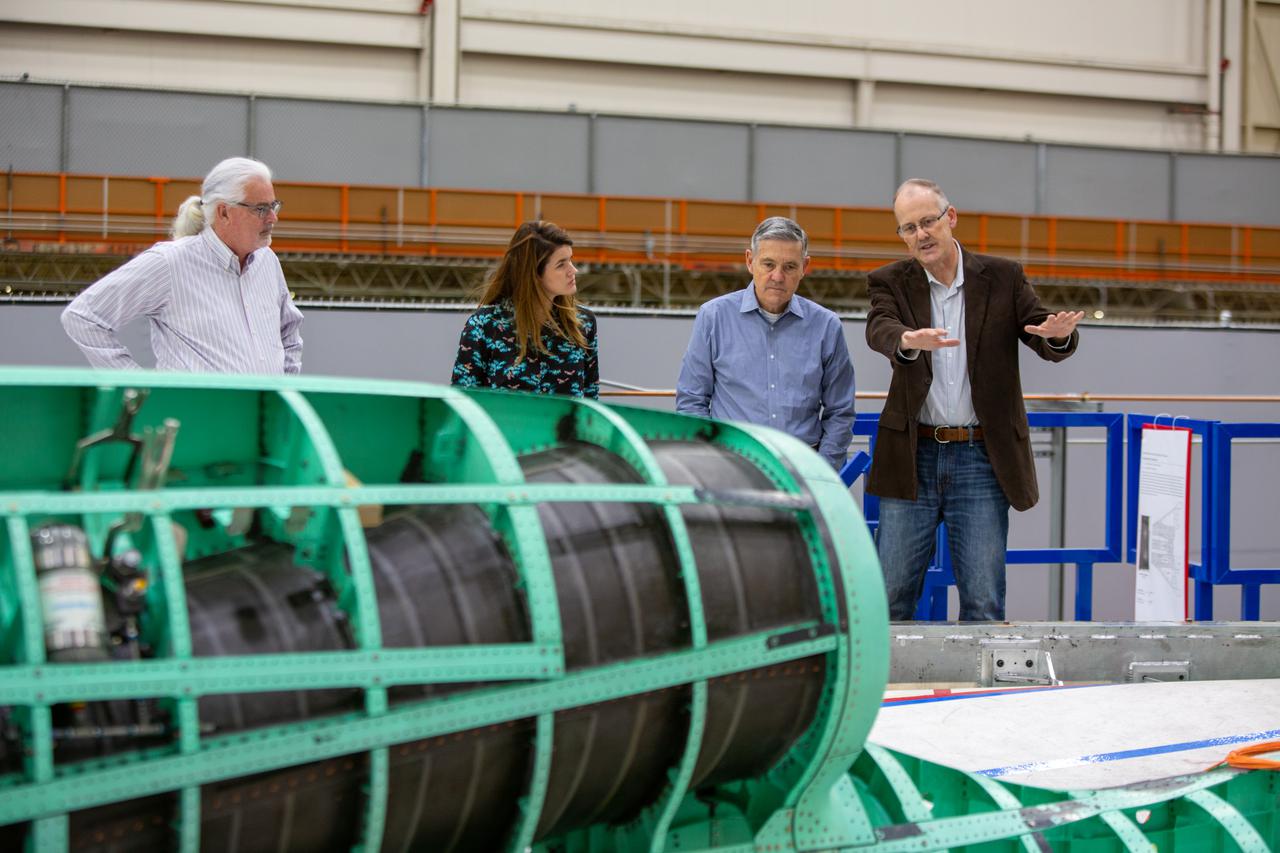 In July 2021, NASA associate administrator Bob Cabana visits Lockheed Martin in Palmdale, California to see the assembly of the X-59 QueSST.