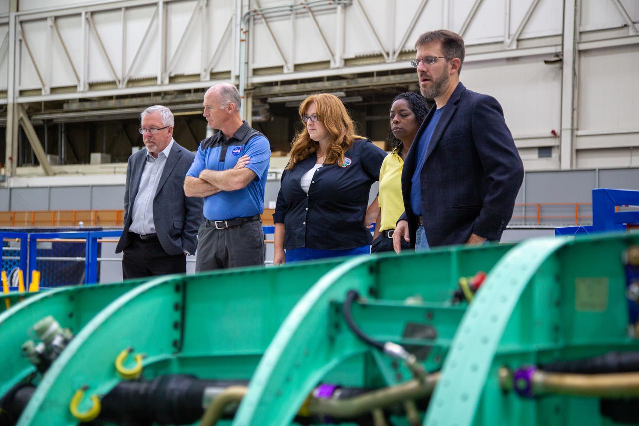 In July 2021, NASA associate administrator Bob Cabana visits Lockheed Martin in Palmdale, California to see the assembly of the X-59 QueSST.