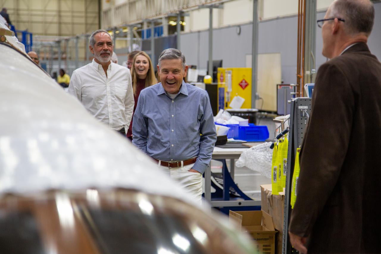 In July 2021, NASA associate administrator Bob Cabana visits Lockheed Martin in Palmdale, California to see the assembly of the X-59 QueSST.