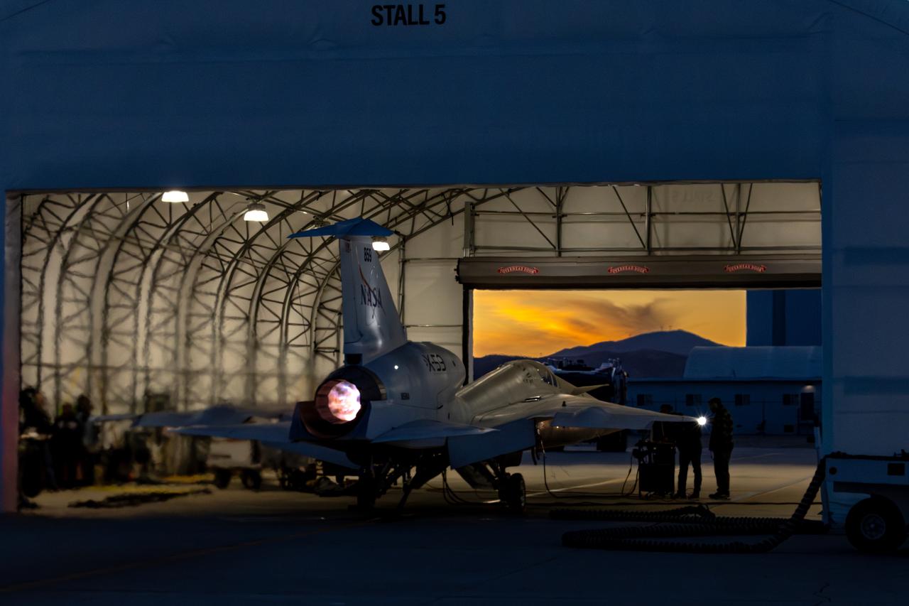 NASA’s X-59 lights up the night sky with its unique Mach diamonds, also known as shock diamonds, during maximum afterburner testing at Lockheed Martin Skunk Works in Palmdale, California. The test demonstrates the engine’s ability to generate the thrust required for supersonic flight, advancing NASA’s Quesst mission.