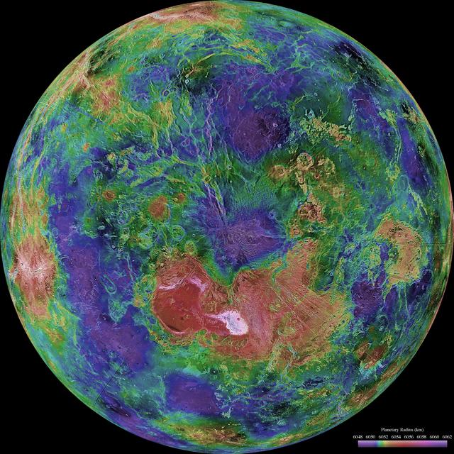 NASA image: Hemispheric View of Venus Centered at the North Pole