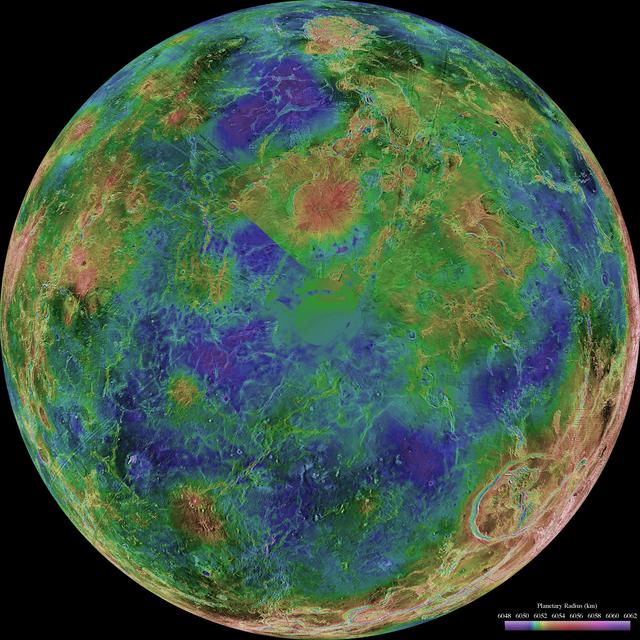 Hemispheric View of Venus Centered at the South Pole