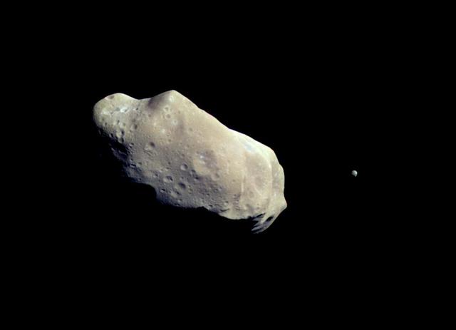 NASA image: Ida and Dactyl in Enhanced Color