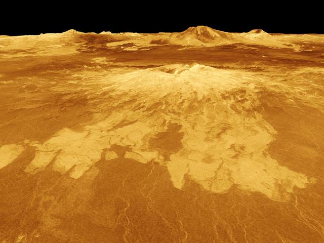 NASA image: Venus - 3-D Perspective View of Sapas Mons