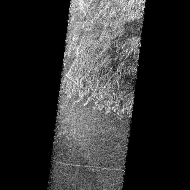 This radar image from NASA Magellan is of part of the Phoebe region of Venus. It is a mosaic of parts of revolutions 146 and 147 acquired in the first radar test on Aug. 16, 1990.  http://photojournal.jpl.nasa.gov/catalog/PIA00211