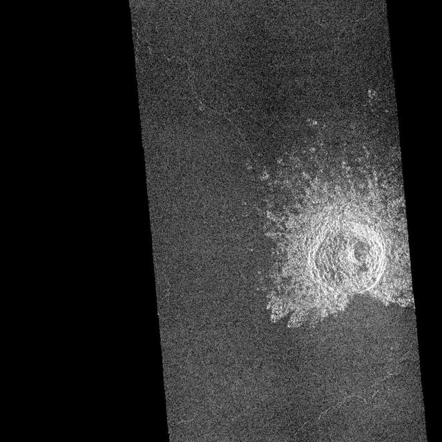 This image mosaic from NASA Magellan spacecraft is of an impact crater located in Guinevere Planitia on Venus. http://photojournal.jpl.nasa.gov/catalog/PIA00238