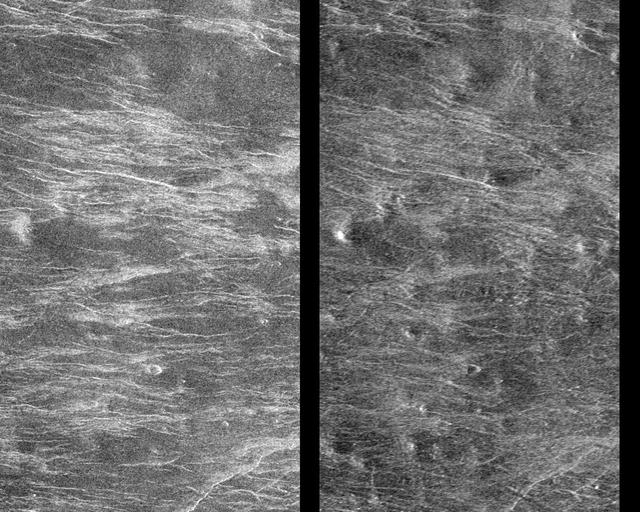 This Magellan image depicts a stereoscopic pair of an area on Venus with small volcanic domes. Stereoscopic images of Venus offer exciting new possibilities for scientific analysis of Venusian landforms. http://photojournal.jpl.nasa.gov/catalog/PIA00251