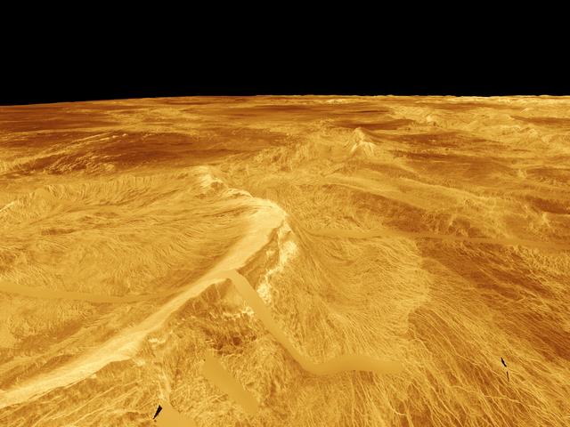 NASA image: Venus - 3-D Perspective View of Latona Corona and Dali Chasma