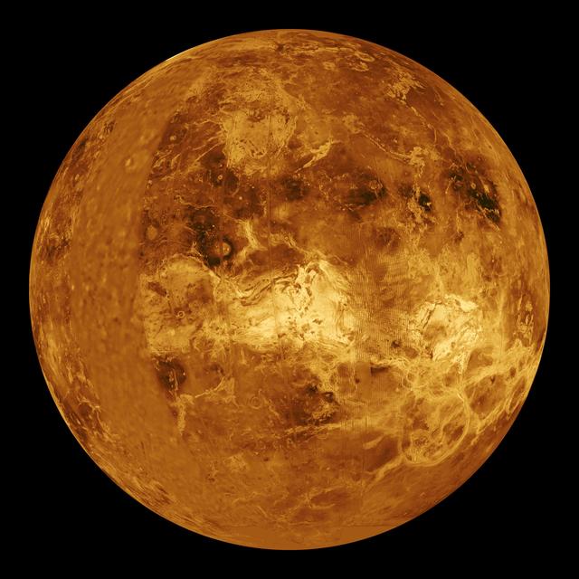 NASA image: Venus - Computer Simulated Global View Centered at 90 Degrees East Longitude