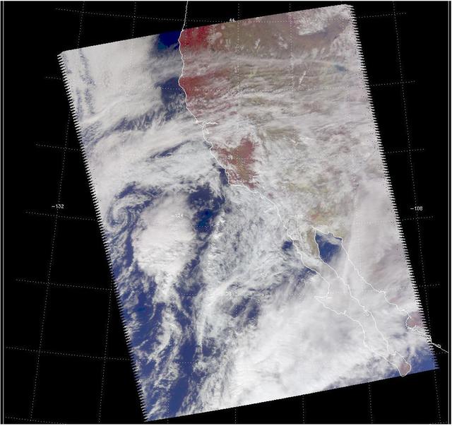 Visible image of a California storm in March, 2003, as seen by the Atmospheric Infrared Sounder AIRS on NASA Aqua satellite. http://photojournal.jpl.nasa.gov/catalog/PIA00402