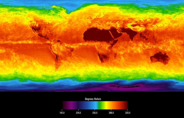 NASA image: Global Average Brightness Temperature for April 2003