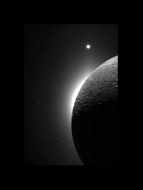 NASA image: Clementine Observes the Moon, Solar Corona, and Venus