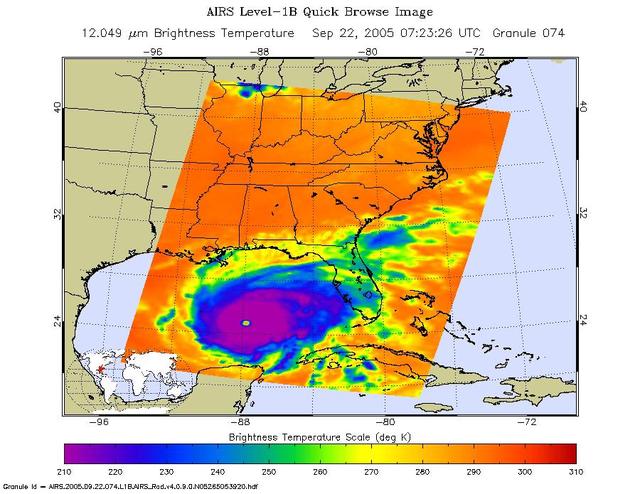 In September, 2005, Rita was a category 5 hurricane with sustained winds of 150 mph and a central pressure of 897 millibar when positioned approximately 470 southeast of Galveston, Texas.