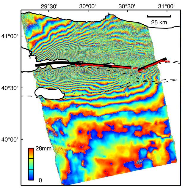 NASA image: Izmit, Turkey 1999 Earthquake Interferogram