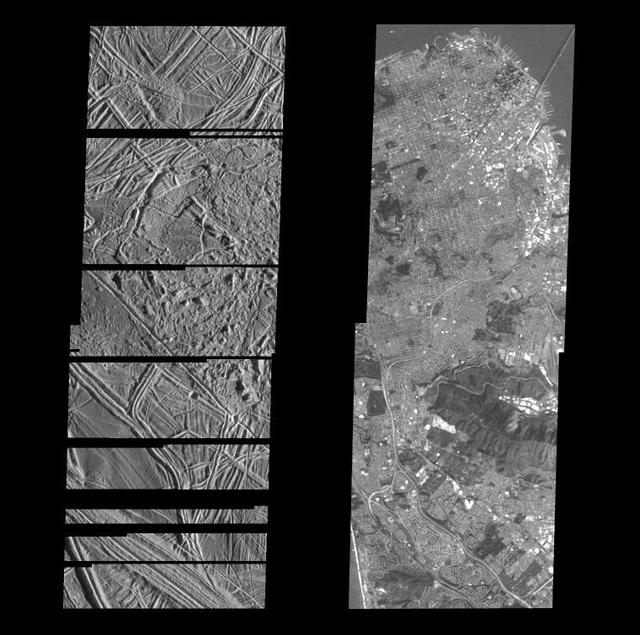 NASA image: Structurally Complex Surface of Europa and similar scales on Earth