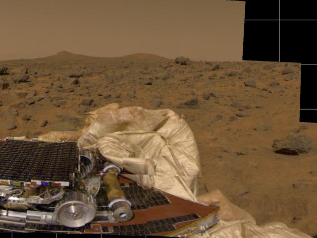 Martian Terrain, Unfurled Rover Ramps & Deflated Airbags