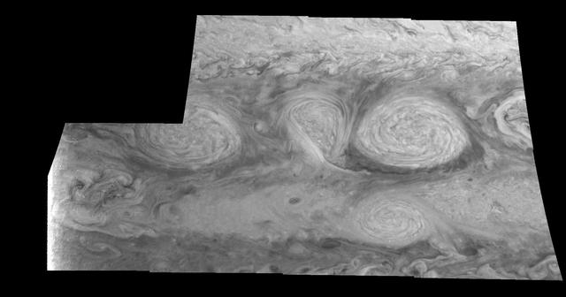NASA image: Jupiter Long-lived White Ovals in Near-Infrared Time Set 1