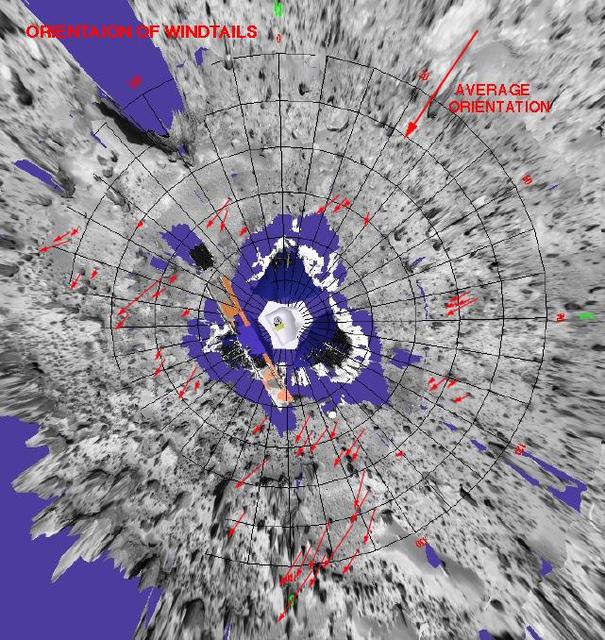 NASA image: Orientation of Windtails at Pathfinder Landing Site