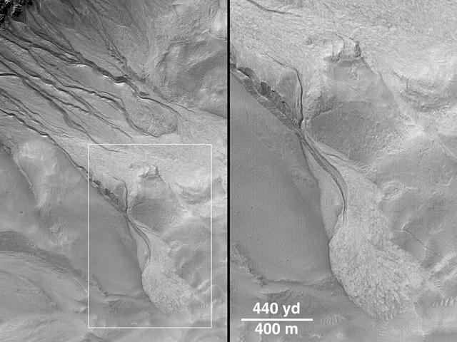 NASA image: Evidence for Recent Liquid Water on Mars: Channels and Aprons in East Gorgonum Crater