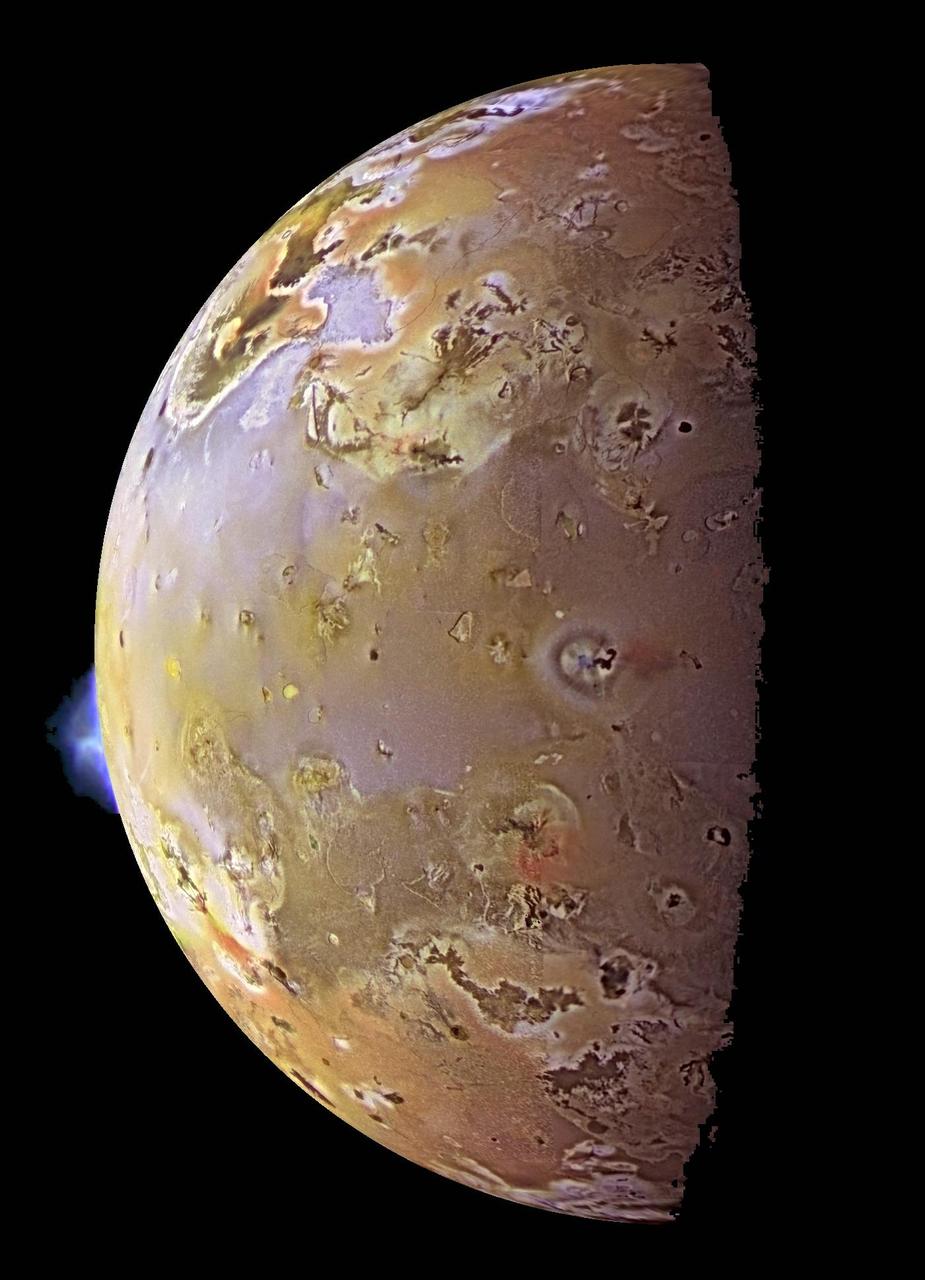 Color Mosaic and Active Volcanic Plumes on Io