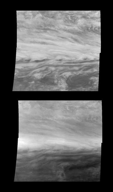 Jupiter Belt-Zone Boundary in Near-Infrared and Violet Light