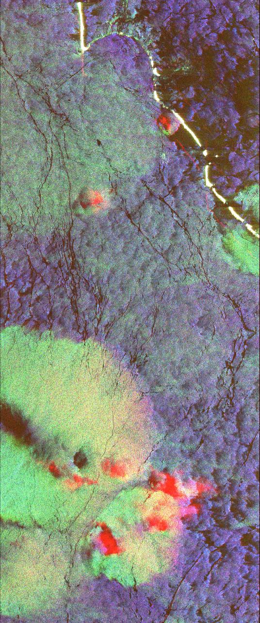 This radar image shows the ocean surface in a portion of the Western Pacific Ocean. 