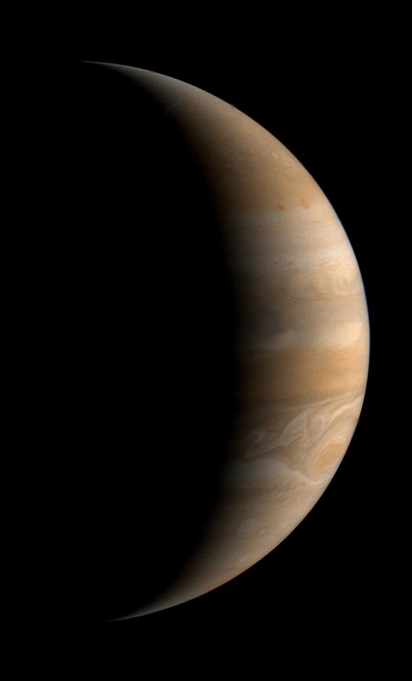 This crescent view of Jupiter was taken by NASA Voyager 1 on Mar. 24, 1979.