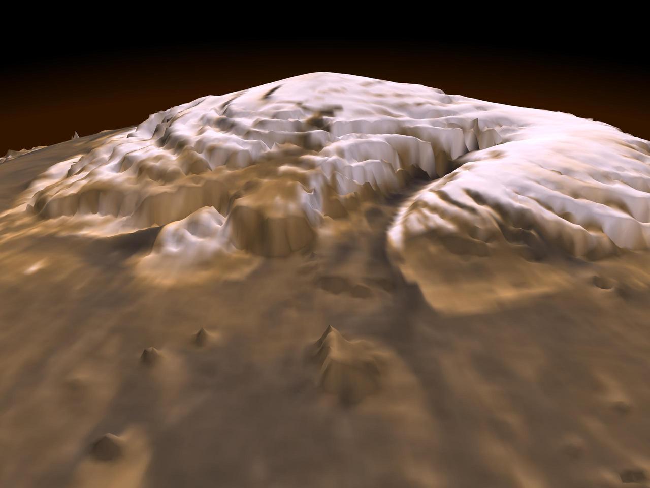 Laser Provides First 3-D View of Mars North Pole