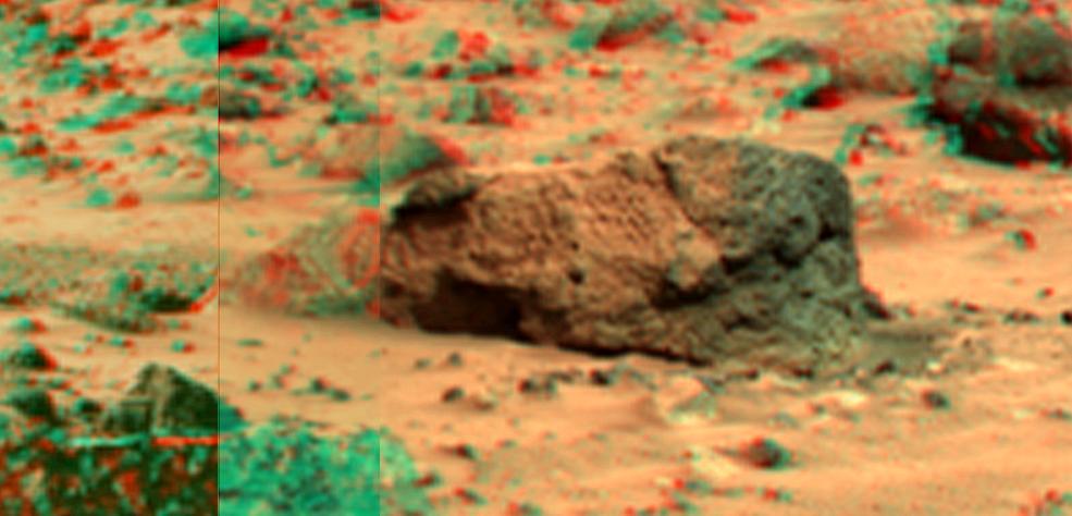 This view of Boo Boo was produced by combining the Super Panorama frames from the IMP camera from NASA Mars Pathfinder lander. 3D glasses are necessary to identify surface detail. 