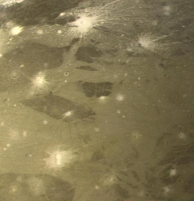 NASA image: Cratering and Grooved Terrain on Ganymede