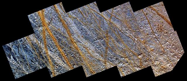 Double Ridges, Dark Spots, and Smooth Icy Plains on Europa