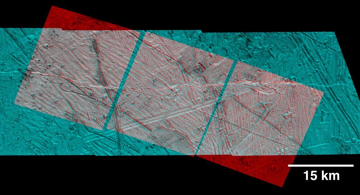 Rugged Terrain on Europa in 3-D Stereo