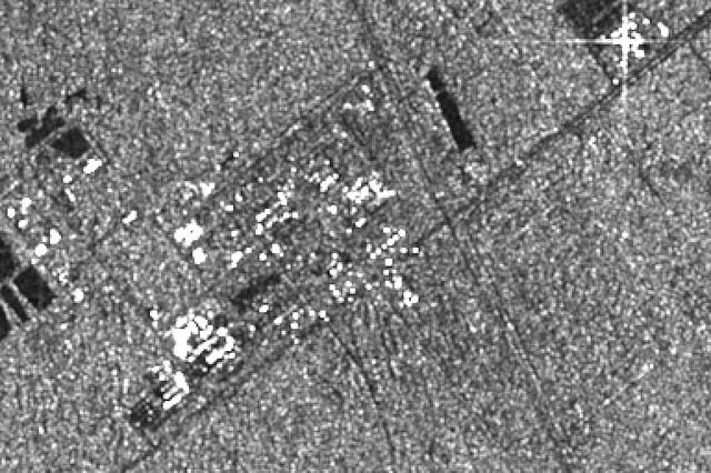 This image was produced during radar observations taken by the Spaceborne Imaging Radar-C/X-band Synthetic Aperture Radar as it flew over the Gulf Stream, Florida, and past the Atlantic Ocean on October 7, 1994. The data were produced using the X-band radar frequency. Knowing ahead of time that this region would be included in a regularly scheduled radar pass, the Kennedy Space Center team, who assembled and integrated the SIR-C/X-SAR equipment with the Spacelab pallet system, designed a set of radar reflectors from common construction materials and formed the letters "KSC" on the ground adjacent to the main headquarters building at the entrance to the Cape Canaveral launch facility. The point of light formed by the bright return from these reflectors are visible in the image. Other more diffuse bright spots are reflections from building faces, roofs and other large structures at the Kennedy Space Center complex. This frame covers an area of approximately 6 kilometers by 8 kilometers (4 miles by 5 miles), which was just a small portion of the data taken on this particular pass.   http://photojournal.jpl.nasa.gov/catalog/PIA01747