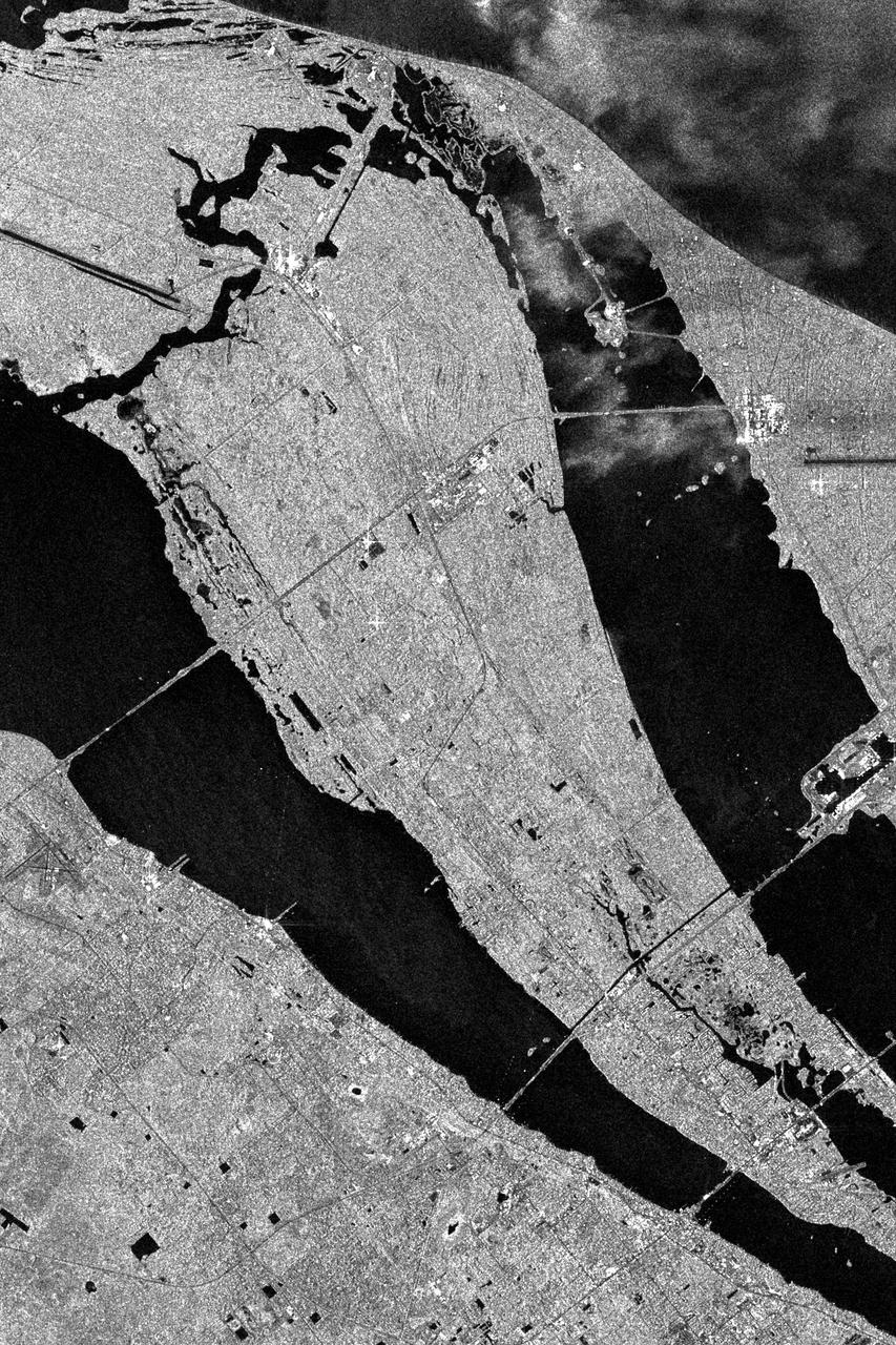 This is an X-band Synthetic Aperture Radar image spanning an area of about 20 kilometers by 40 kilometers 12 miles by 25 miles of NASA Kennedy Space Center, Florida.