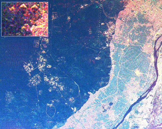 NASA image: Space Radar Image of Giza Egypt - with Enlargement