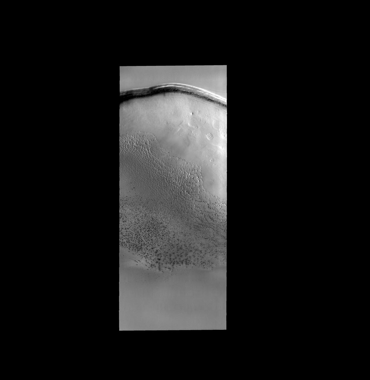 This field of sand dunes occurs within Chasma Borealis