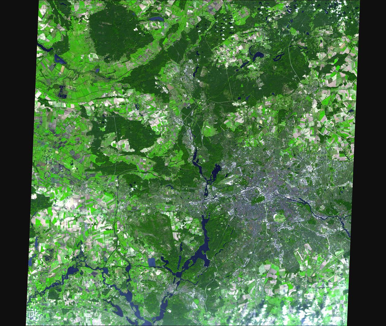 On July 9, hundreds of millions of fans worldwide were glued to their television sets watching the final match of the 2006 FIFA World Cup, played in Berlin Olympic stadium Olympiastadion. This image was acquired by NASA Terra spacecraft.