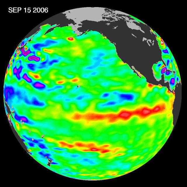 In September 2006, NASA satellite data indicated that El Niño had returned to the tropical Pacific Ocean, although it was relatively weak.