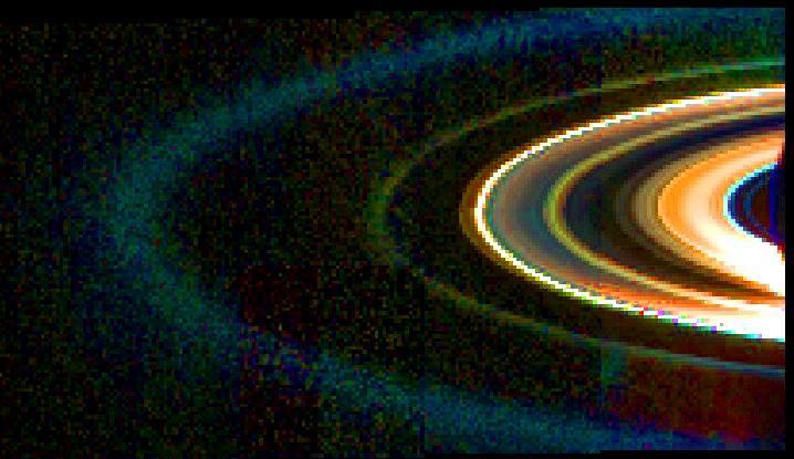This mosaic of Saturn rings was acquired by NASA Cassini visual and infrared mapping spectrometer instrument on Sept. 15, 2006, while the spacecraft was in the shadow of the planet looking back towards the rings   