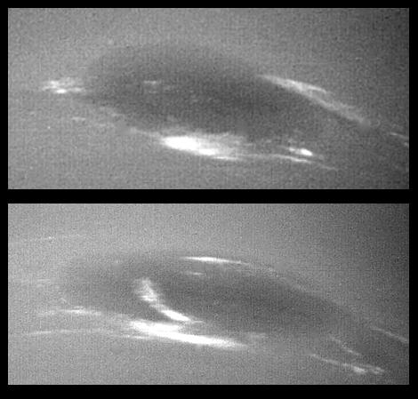 The bright cirrus-like clouds of Neptune change rapidly, often forming and dissipating over periods of several to tens of hours. In this sequence NASA Voyager 2 observed cloud evolution in the region around the Great Dark Spot GDS.