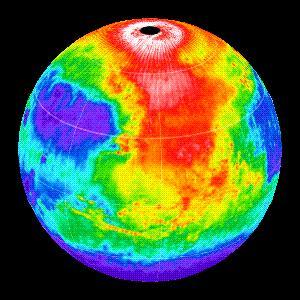 Martian Temperatures Measured by the Thermal Emission Spectrometer TES. Pathfinder Landing Aite View