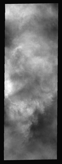 These clouds hide the south polar region. This storm occurred during late  summer